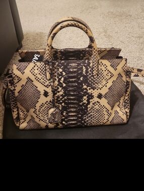 Saint Laurent Python Print Handbag - Black and Tan